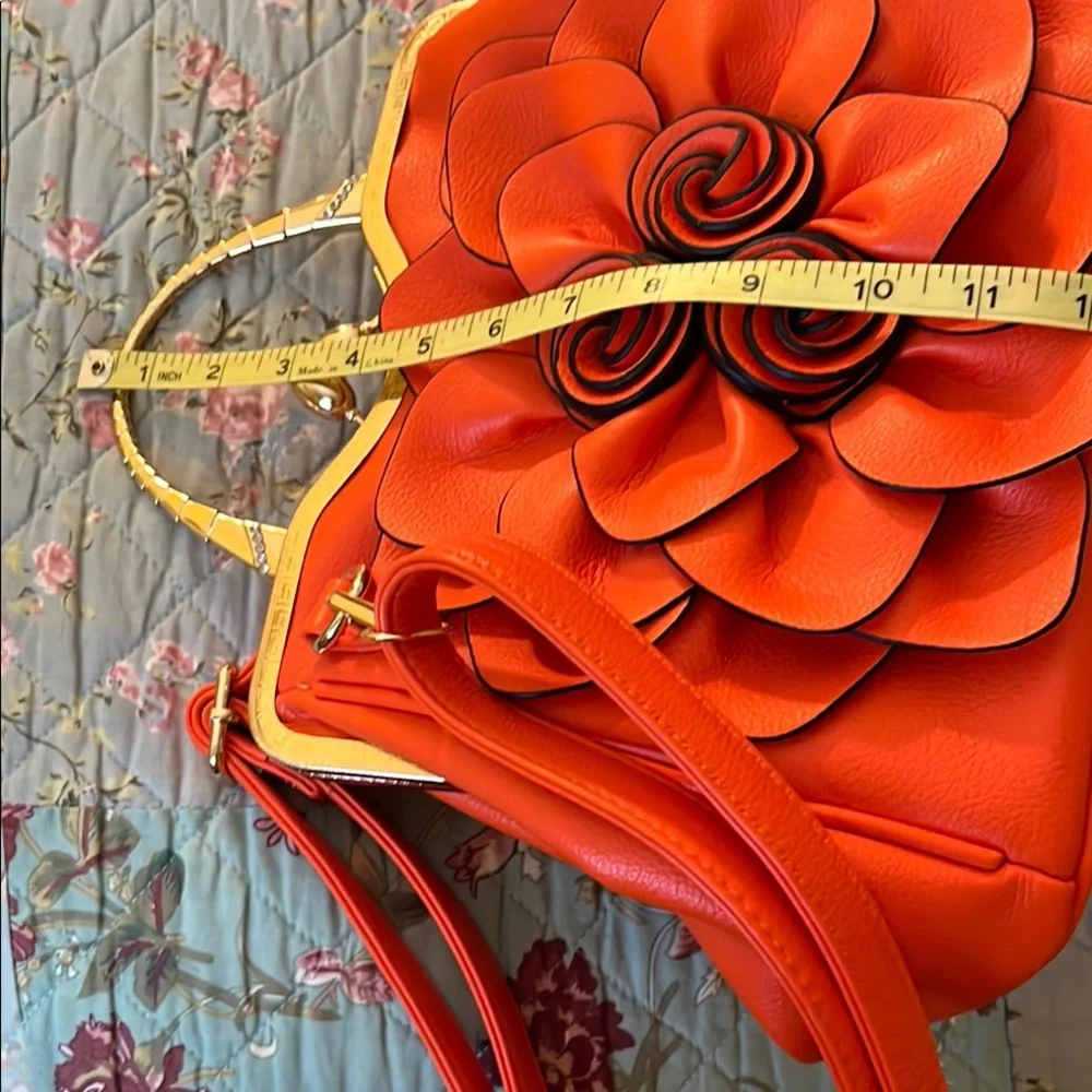 Elegant Orange Floral Women's Bag - Picture 9 of 10